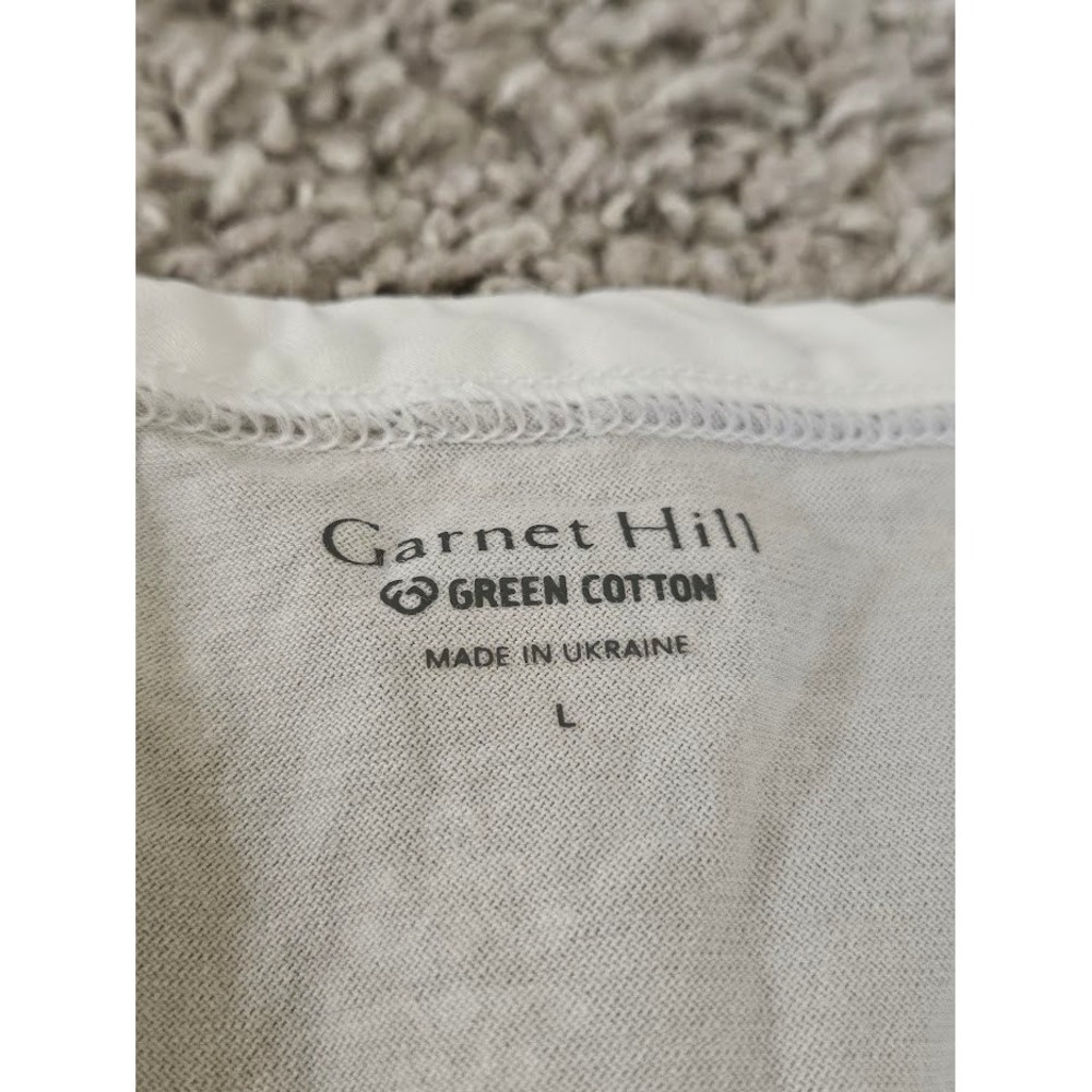Garnet Hill Women's Pajama Top Size Large Pattern Asian Wrap Organic Cotton Gray - Picture 3 of 7